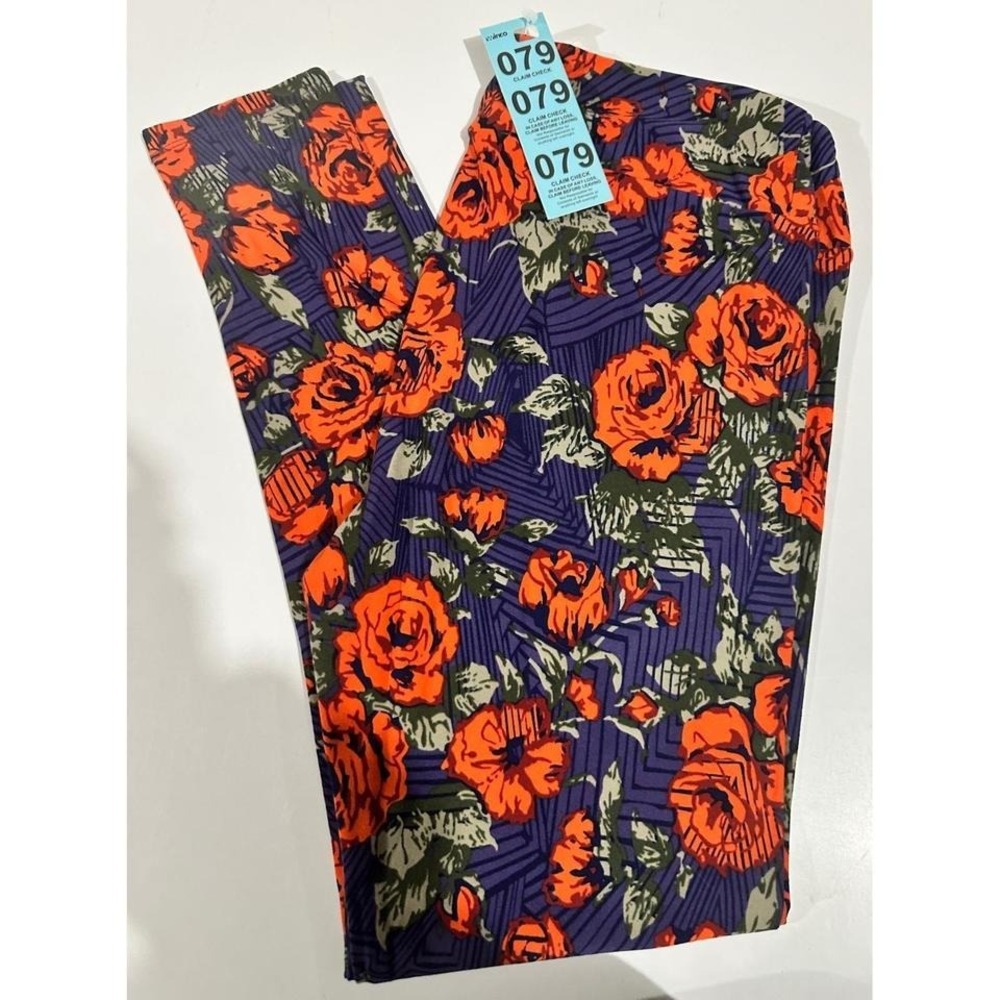 LuLaRoe Tall & Curvy Leggings Orange Roses Purple Geometric Floral TC 12-18